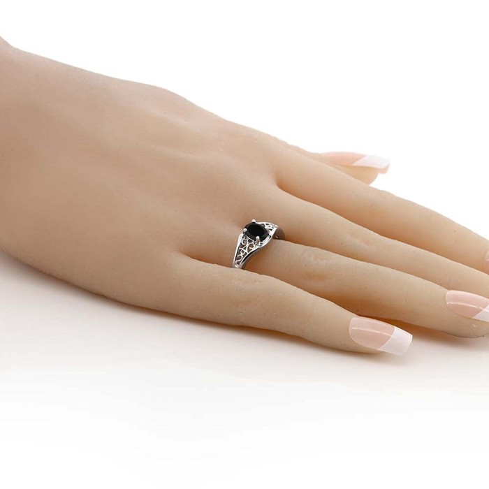 Black Sapphire Gemstone 925 Sterling Silver Women's Ring